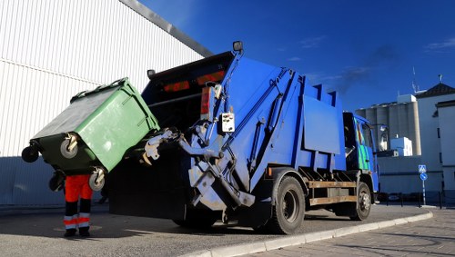 Exterior of a commercial vehicle parked on a Gipsy Hill street ready for waste removal